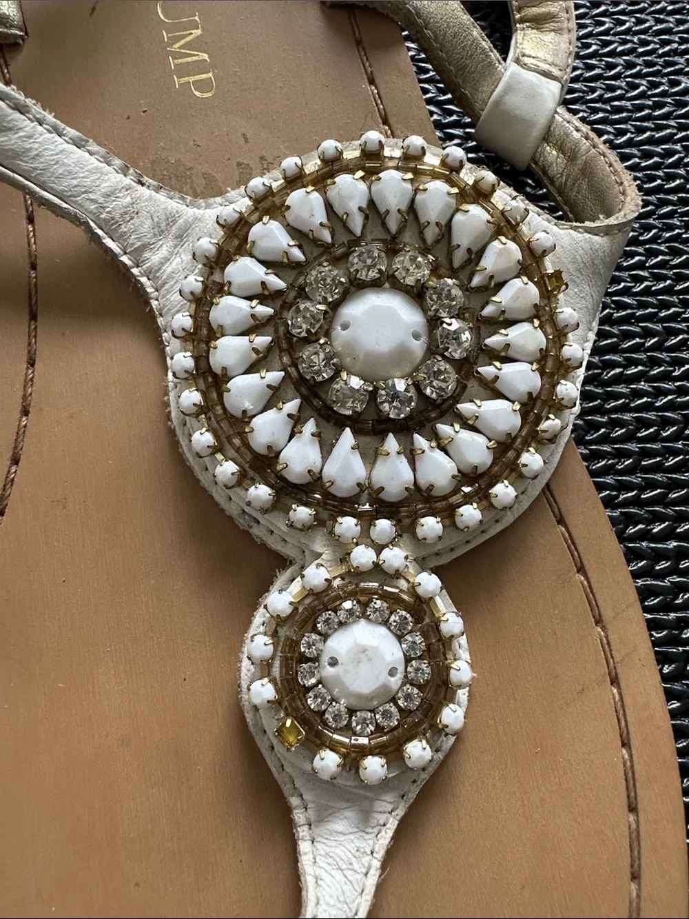 Ivanka Trump White Beaded leather Sandals